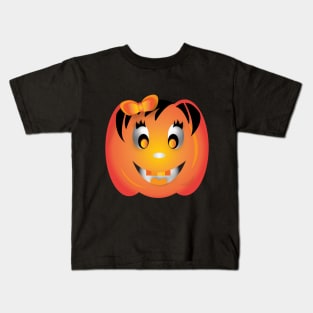 Halloween Cute Pumpkin Girl Kids T-Shirt